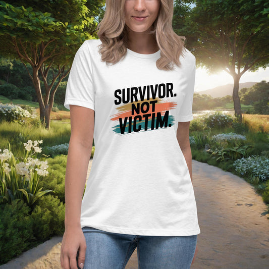 Survivor. Not Victim. women's t-shirt, personalized strength and resilience shirt for domestic violence survivors