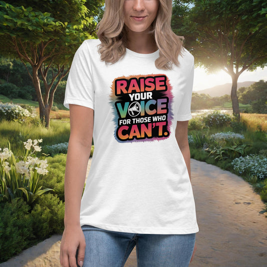 Raise Your Voice for Those Who Can't women's t-shirt, personalized advocacy and support shirt for survivors