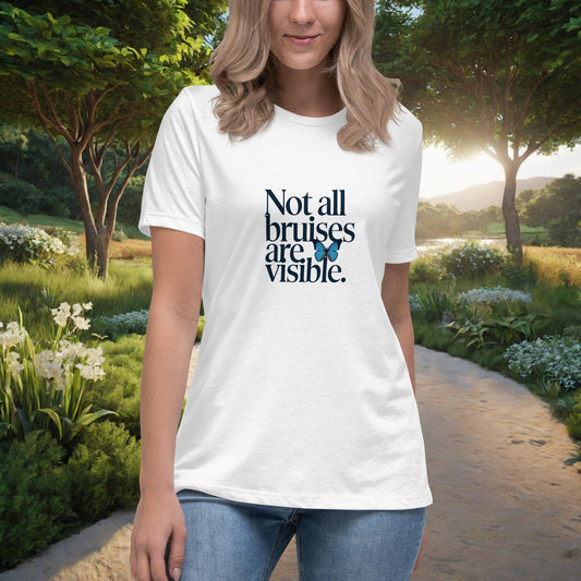 Not All Bruises Are Visible women's t-shirt, personalized emotional abuse awareness and trauma recovery apparel