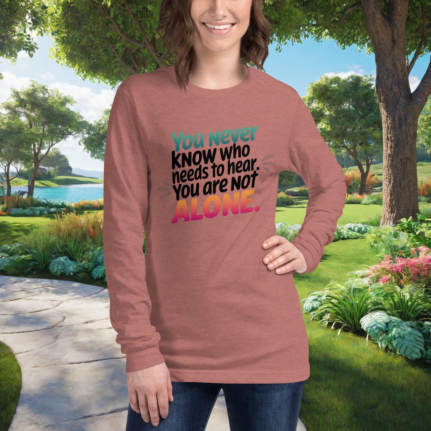 You Never Know Who Needs To Hear Unisex Long Sleeve T-Shirt, Personalized Domestic Violence Awareness & Support Gift for Survivors - MySisterIsASurvivor