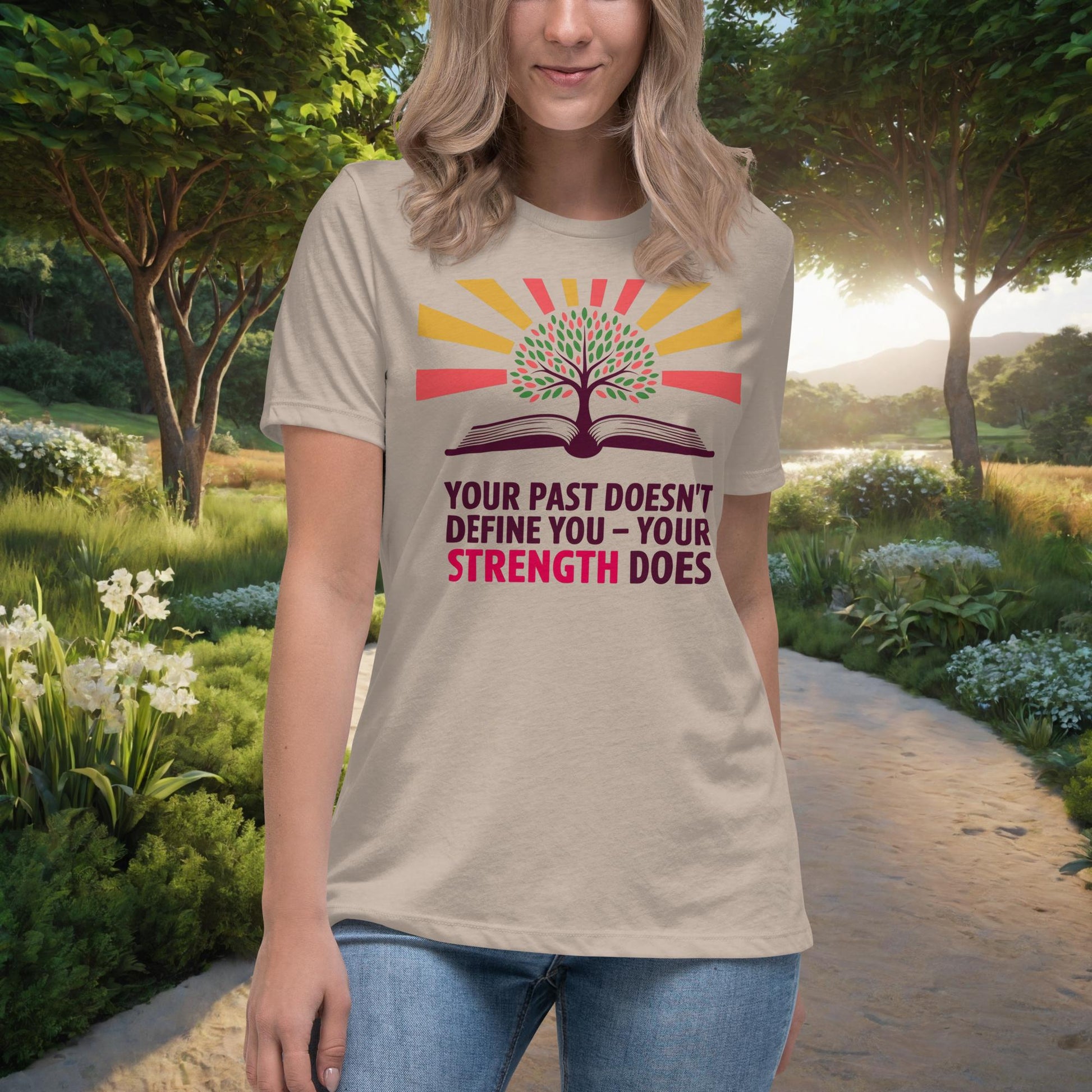 Your Past Doesn’t Define You - Your Strength Does Women's Relaxed T-Shirt, Personalized Empowerment Shirt for Trauma Survivors - MySisterIsASurvivor
